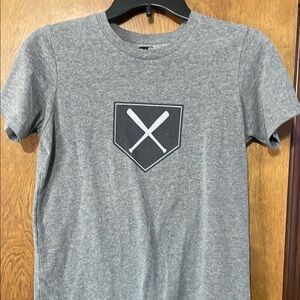 Heather Gray Crew Neck Tee with Baseball Graphic
